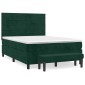 vidaXL Κρεβάτι Boxspring με Στρώμα Σκούρο Πράσινο 140x200εκ. Βελούδινο