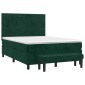 vidaXL Κρεβάτι Boxspring με Στρώμα Σκούρο Πράσινο 140x200εκ. Βελούδινο