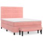 vidaXL Κρεβάτι Boxspring με Στρώμα Ροζ 140x200 εκ. Βελούδινο