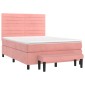 vidaXL Κρεβάτι Boxspring με Στρώμα Ροζ 140x200 εκ. Βελούδινο