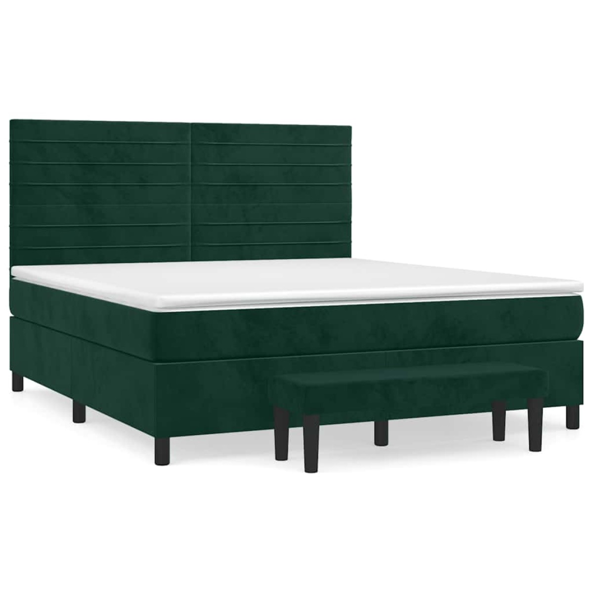 vidaXL Κρεβάτι Boxspring με Στρώμα Σκούρο Πράσινο 160x200εκ. Βελούδινο