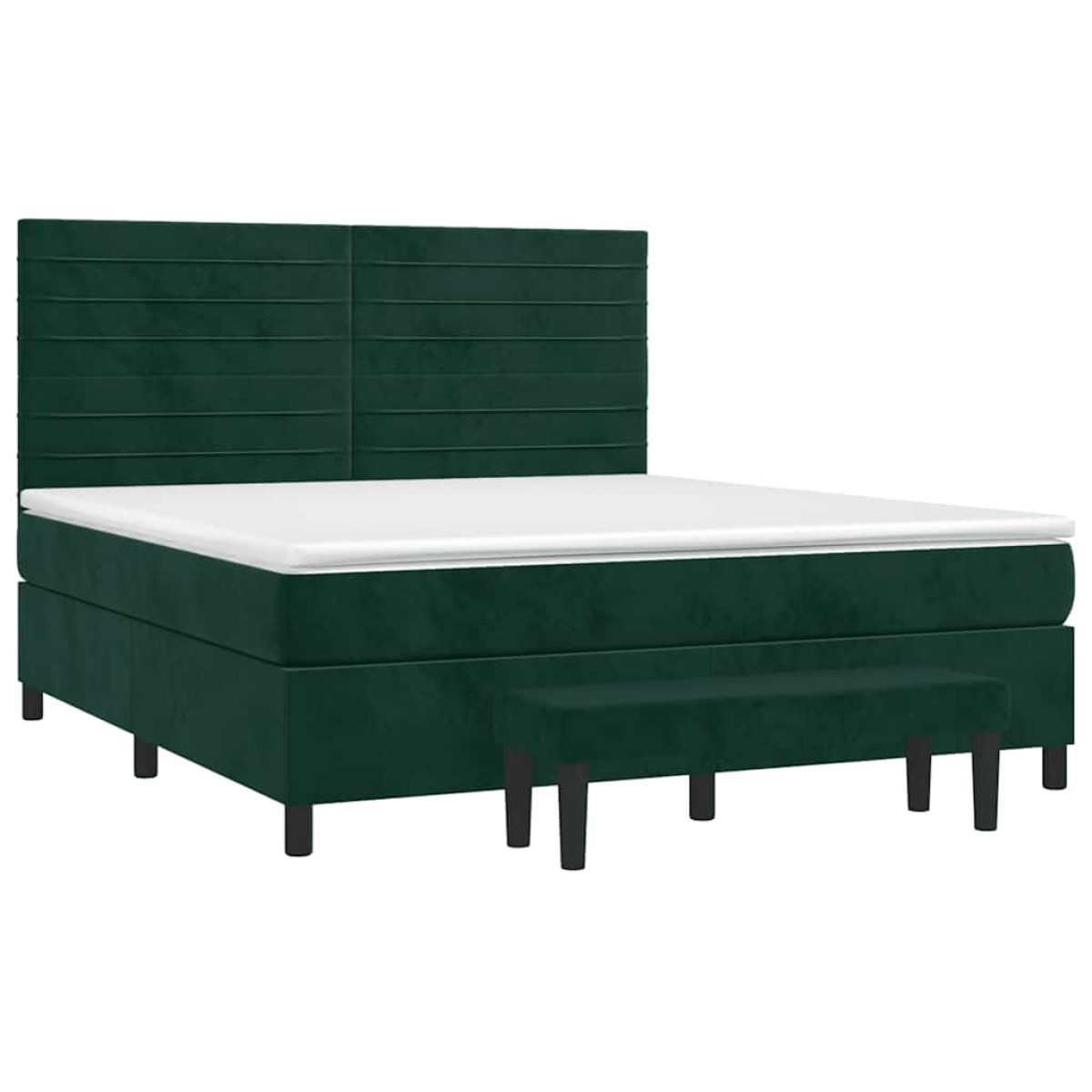 vidaXL Κρεβάτι Boxspring με Στρώμα Σκούρο Πράσινο 160x200εκ. Βελούδινο