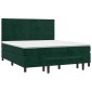 vidaXL Κρεβάτι Boxspring με Στρώμα Σκούρο Πράσινο 160x200εκ. Βελούδινο