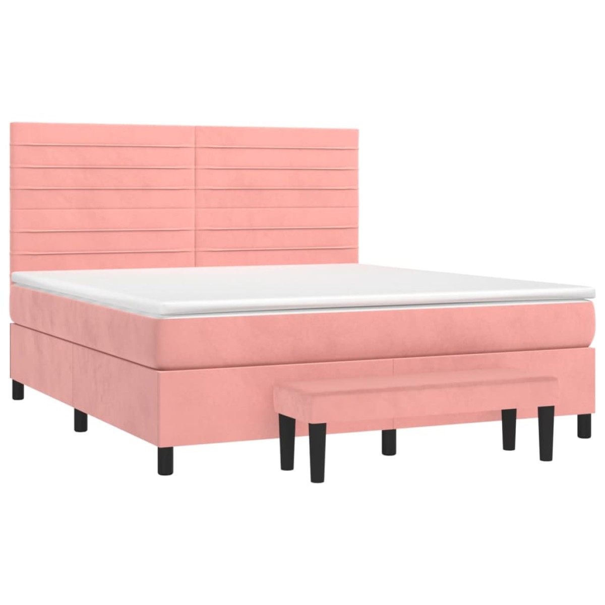 vidaXL Κρεβάτι Boxspring με Στρώμα Ροζ 160x200 εκ. Βελούδινο