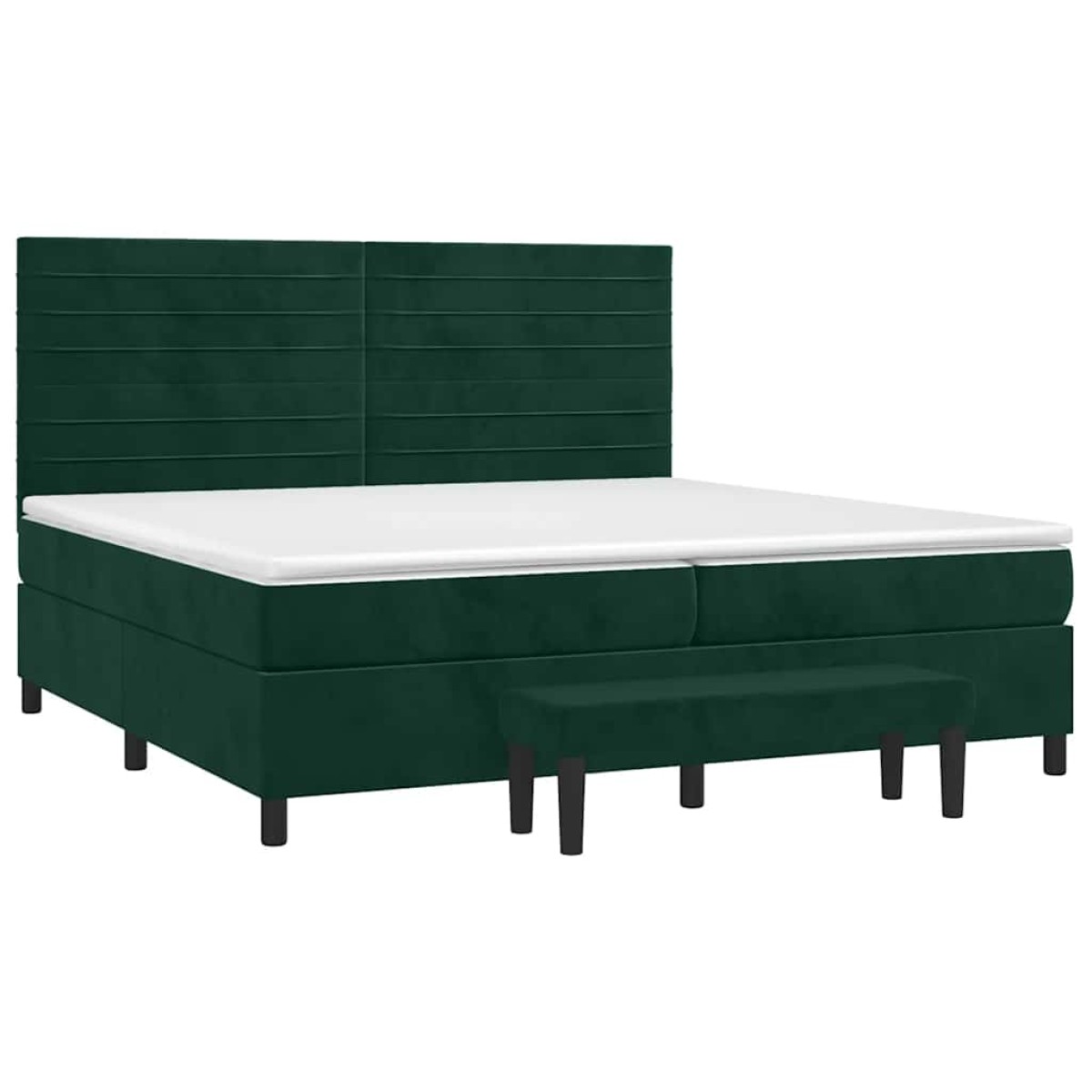 vidaXL Κρεβάτι Boxspring με Στρώμα Σκούρο Πράσινο 200x200εκ. Βελούδινο