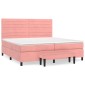 vidaXL Κρεβάτι Boxspring με Στρώμα Ροζ 200x200 εκ. Βελούδινο