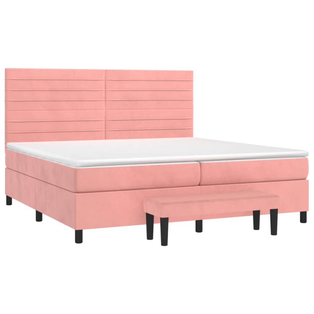 vidaXL Κρεβάτι Boxspring με Στρώμα Ροζ 200x200 εκ. Βελούδινο
