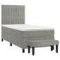 vidaXL Κρεβάτι Boxspring με Στρώμα Ανοιχτό Γκρι 90x190 εκ. Βελούδινο