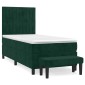 vidaXL Κρεβάτι Boxspring με Στρώμα Σκούρο Πράσινο 90x190 εκ. Βελούδινο