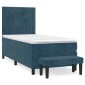 vidaXL Κρεβάτι Boxspring με Στρώμα Σκούρο Μπλε 90x190 εκ. Βελούδινο