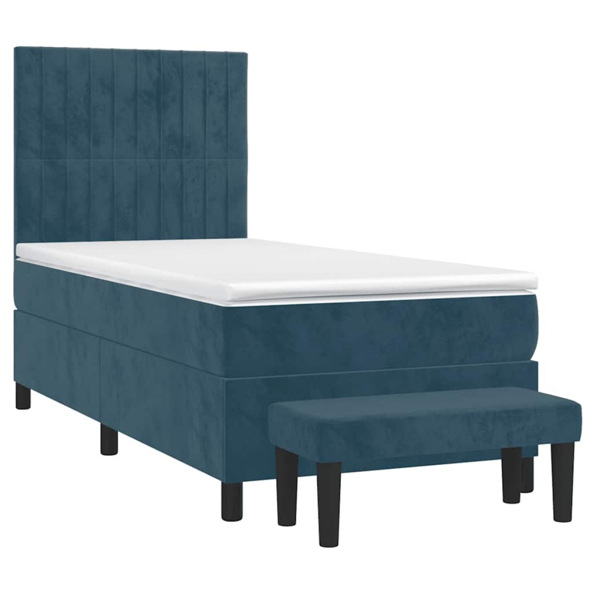 vidaXL Κρεβάτι Boxspring με Στρώμα Σκούρο Μπλε 90x190 εκ. Βελούδινο
