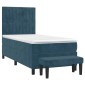 vidaXL Κρεβάτι Boxspring με Στρώμα Σκούρο Μπλε 90x190 εκ. Βελούδινο