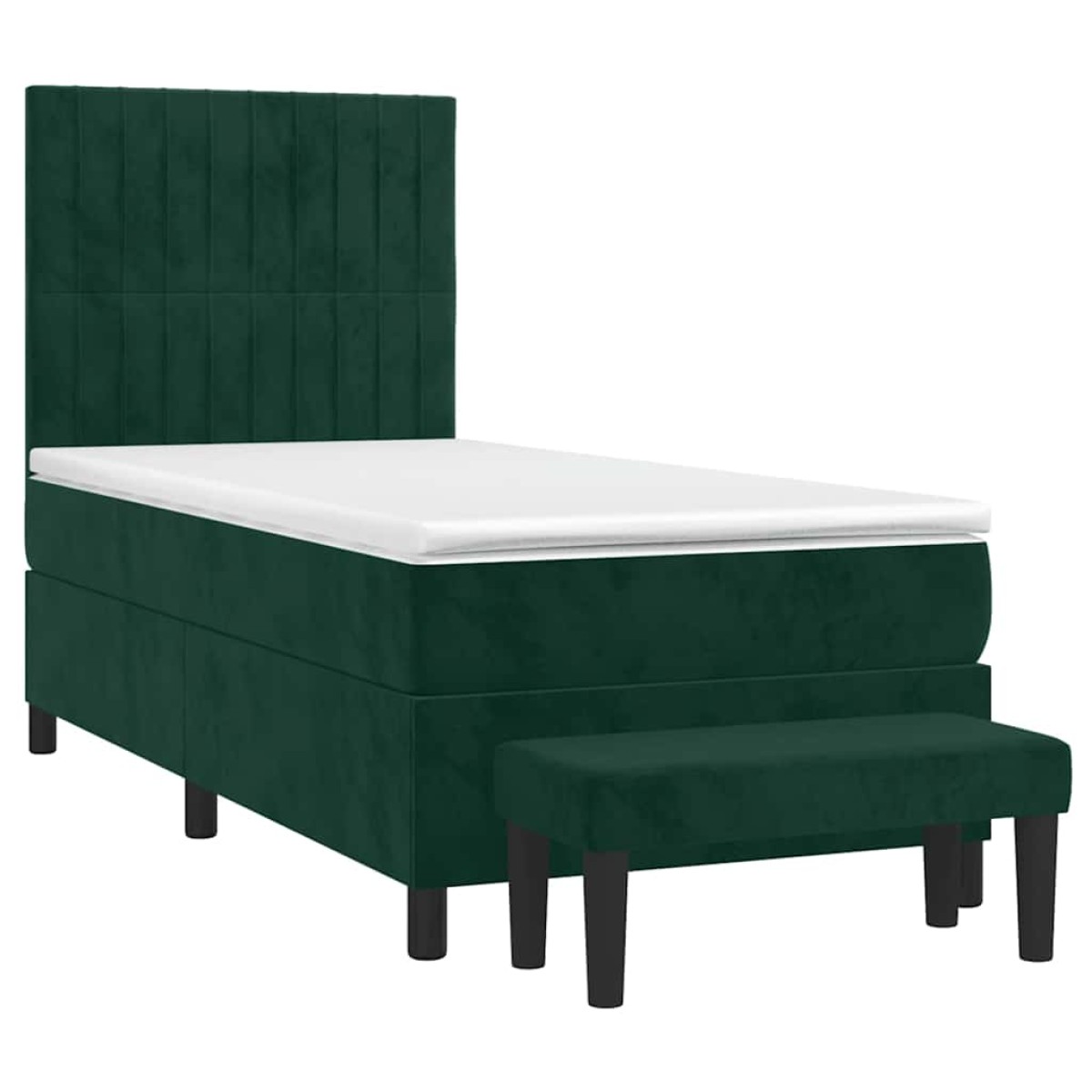 vidaXL Κρεβάτι Boxspring με Στρώμα Σκούρο Πράσινο 100x200εκ. Βελούδινο