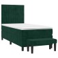vidaXL Κρεβάτι Boxspring με Στρώμα Σκούρο Πράσινο 100x200εκ. Βελούδινο