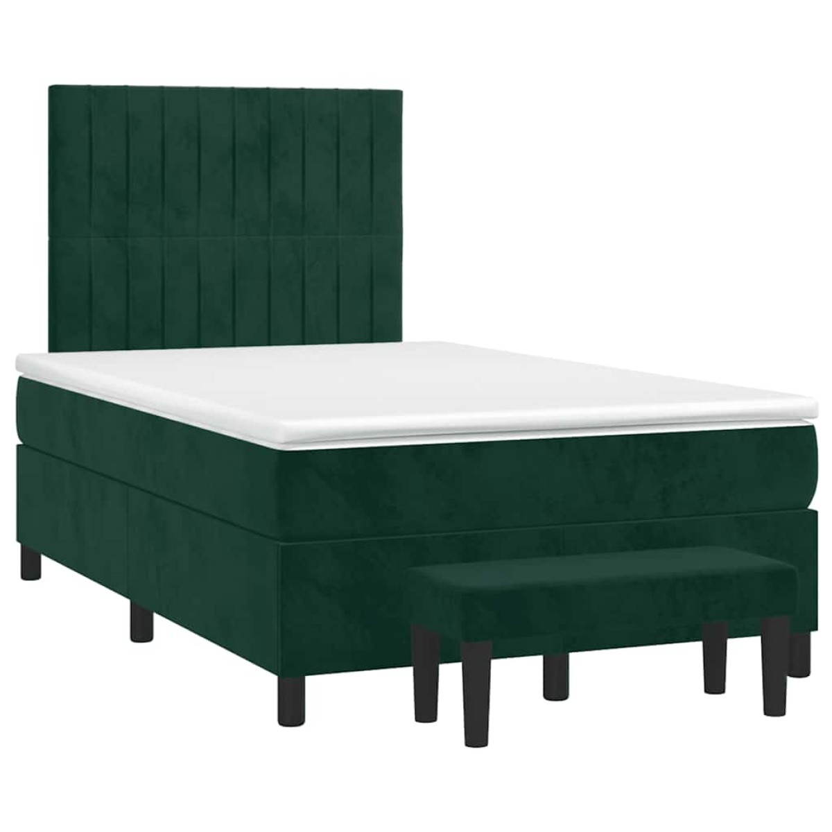 vidaXL Κρεβάτι Boxspring με Στρώμα Σκούρο Πράσινο 120x200εκ. Βελούδινο
