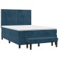 vidaXL Κρεβάτι Boxspring με Στρώμα Σκούρο Μπλε 140x190 εκ. Βελούδινο