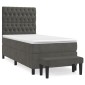 vidaXL Κρεβάτι Boxspring με Στρώμα Σκούρο Γκρι 80x200 εκ. Βελούδινο