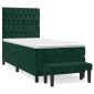 vidaXL Κρεβάτι Boxspring με Στρώμα Σκούρο Πράσινο 90x190 εκ. Βελούδινο
