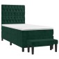 vidaXL Κρεβάτι Boxspring με Στρώμα Σκούρο Πράσινο 90x190 εκ. Βελούδινο