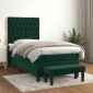 vidaXL Κρεβάτι Boxspring με Στρώμα Σκούρο Πράσινο 90x190 εκ. Βελούδινο