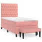 vidaXL Κρεβάτι Boxspring με Στρώμα Ροζ 90x190 εκ. Βελούδινο