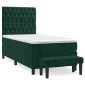 vidaXL Κρεβάτι Boxspring με Στρώμα Σκούρο Πράσινο 90x200 εκ. Βελούδινο