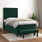 vidaXL Κρεβάτι Boxspring με Στρώμα Σκούρο Πράσινο 90x200 εκ. Βελούδινο