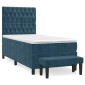 vidaXL Κρεβάτι Boxspring με Στρώμα Σκούρο Μπλε 100x200 εκ. Βελούδινο