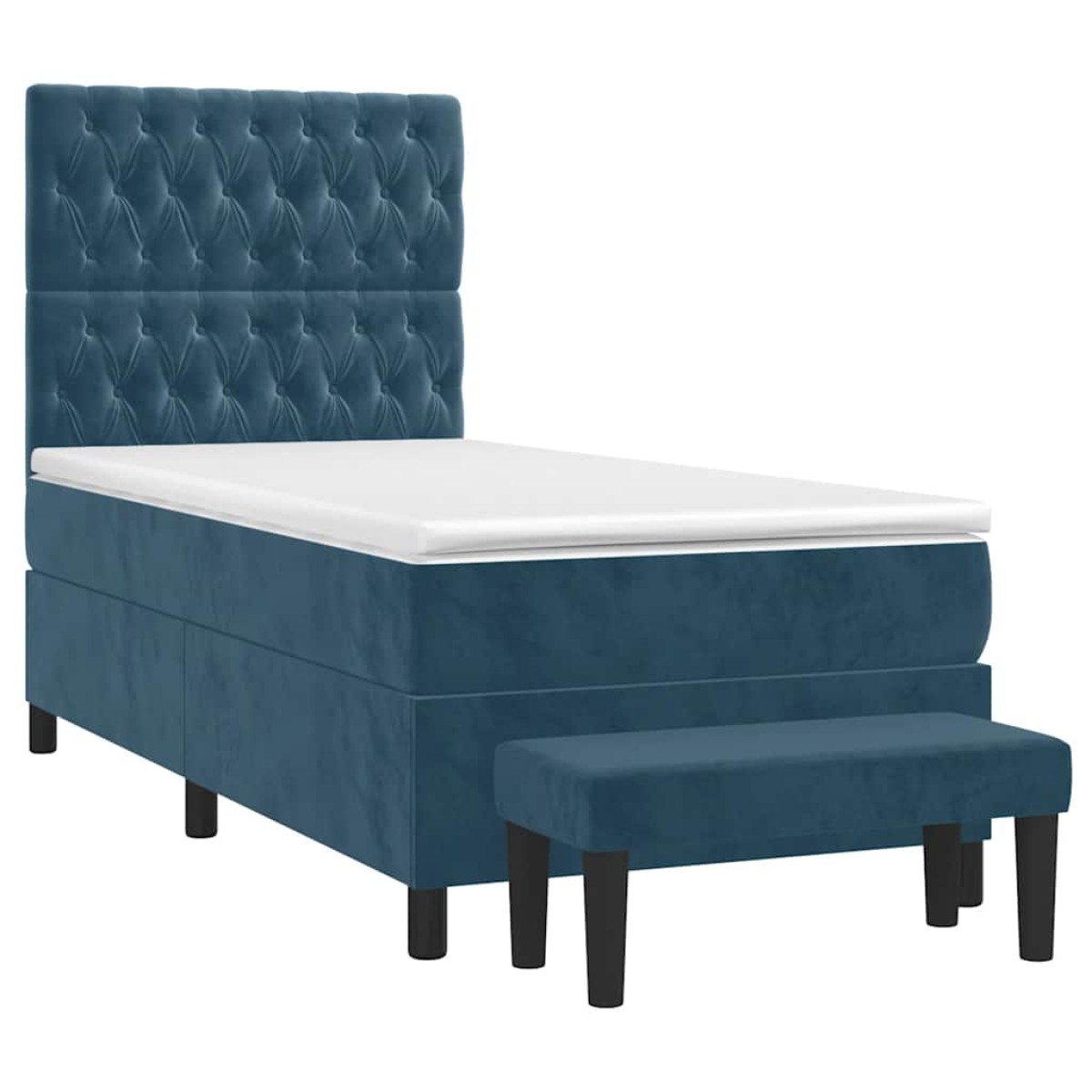 vidaXL Κρεβάτι Boxspring με Στρώμα Σκούρο Μπλε 100x200 εκ. Βελούδινο