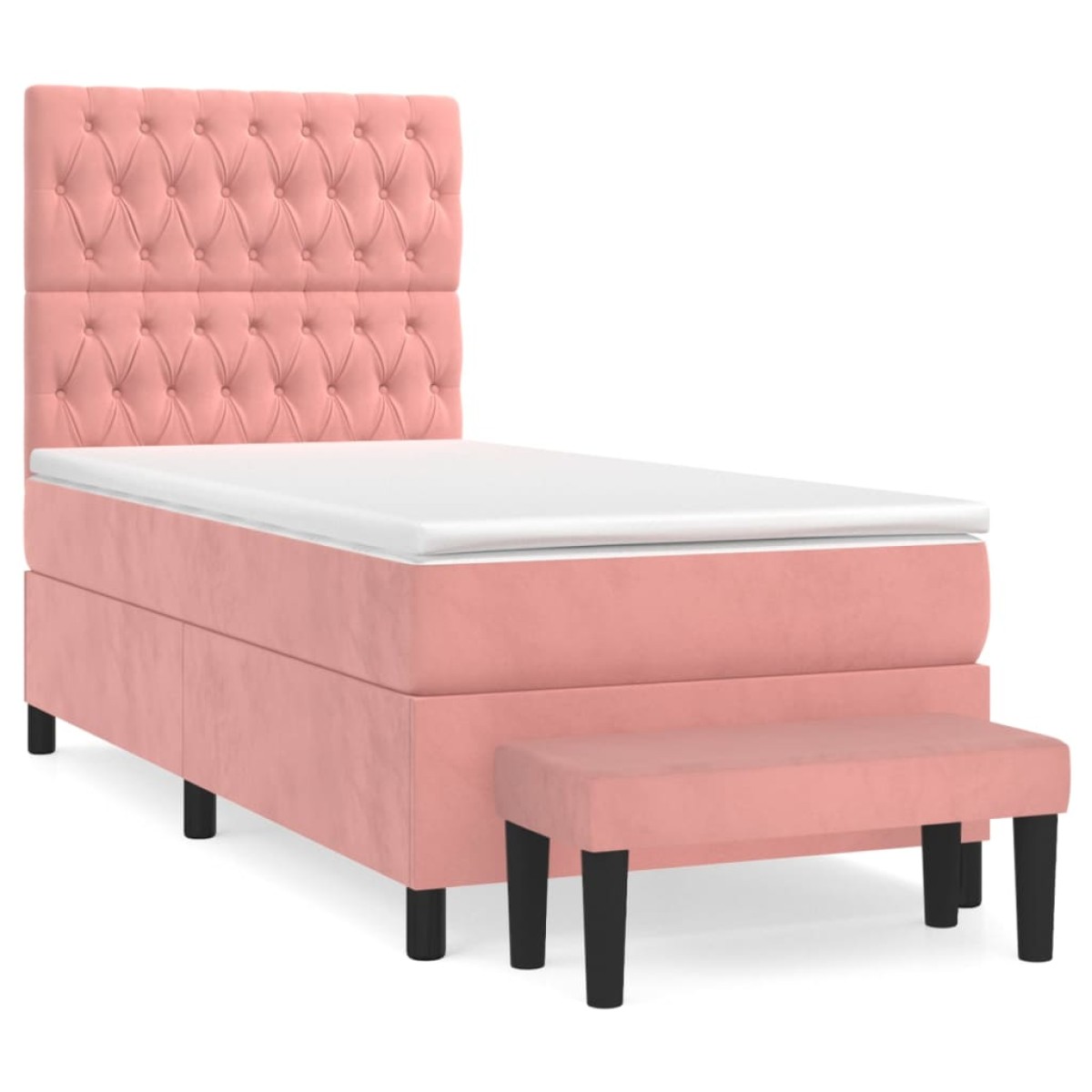 vidaXL Κρεβάτι Boxspring με Στρώμα Ροζ 100x200 εκ. Βελούδινο