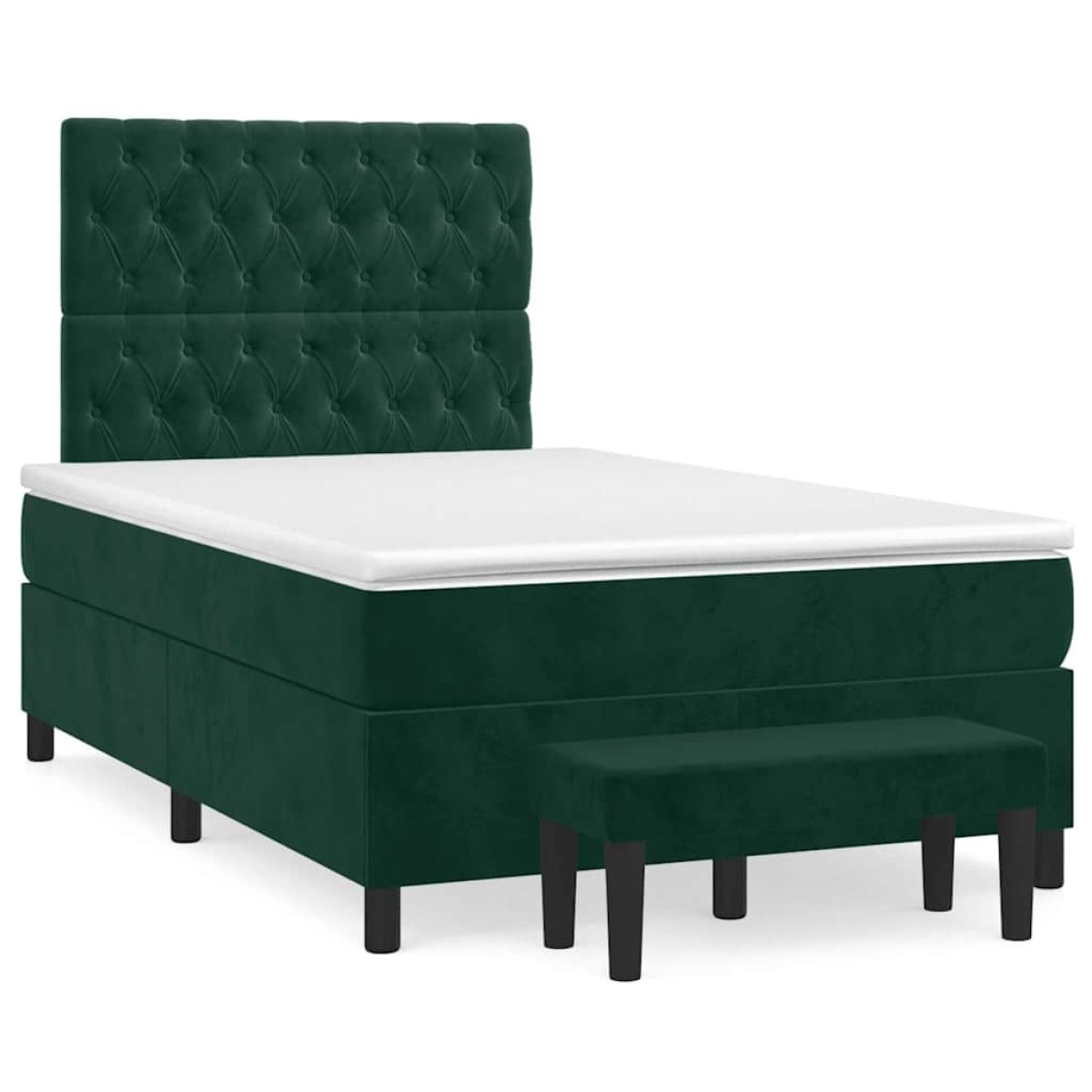 vidaXL Κρεβάτι Boxspring με Στρώμα Σκούρο Πράσινο 120x200εκ. Βελούδινο