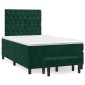 vidaXL Κρεβάτι Boxspring με Στρώμα Σκούρο Πράσινο 120x200εκ. Βελούδινο