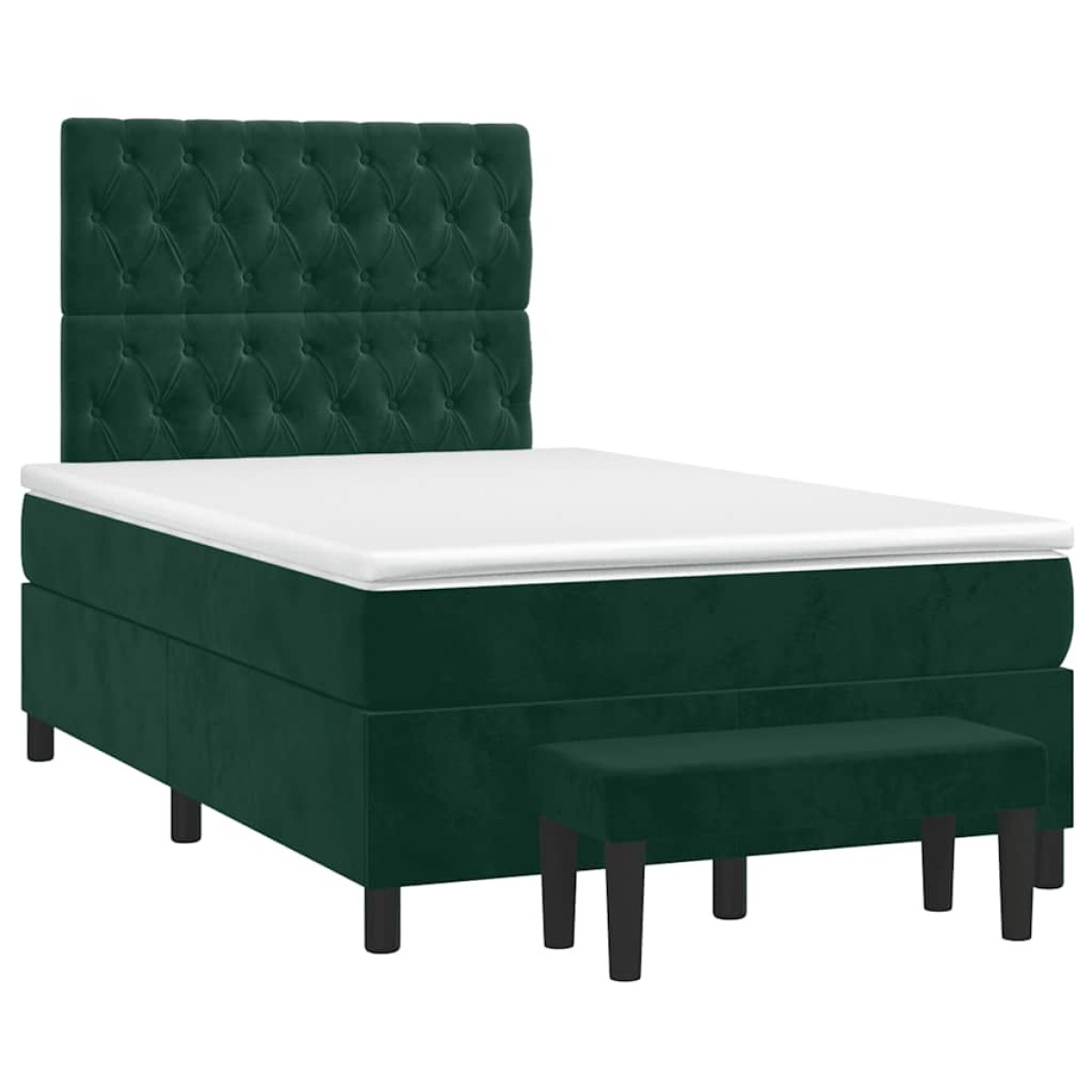 vidaXL Κρεβάτι Boxspring με Στρώμα Σκούρο Πράσινο 120x200εκ. Βελούδινο