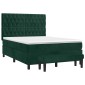 vidaXL Κρεβάτι Boxspring με Στρώμα Σκούρο Πράσινο 140x190εκ. Βελούδινο
