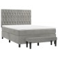 vidaXL Κρεβάτι Boxspring με Στρώμα Ανοιχτό Γκρι 140x200 εκ. Βελούδινο