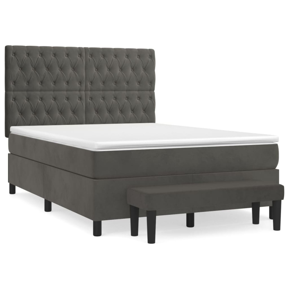 vidaXL Κρεβάτι Boxspring με Στρώμα Σκούρο Γκρι 140x200 εκ. Βελούδινο