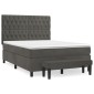 vidaXL Κρεβάτι Boxspring με Στρώμα Σκούρο Γκρι 140x200 εκ. Βελούδινο