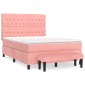 vidaXL Κρεβάτι Boxspring με Στρώμα Ροζ 140x200 εκ. Βελούδινο