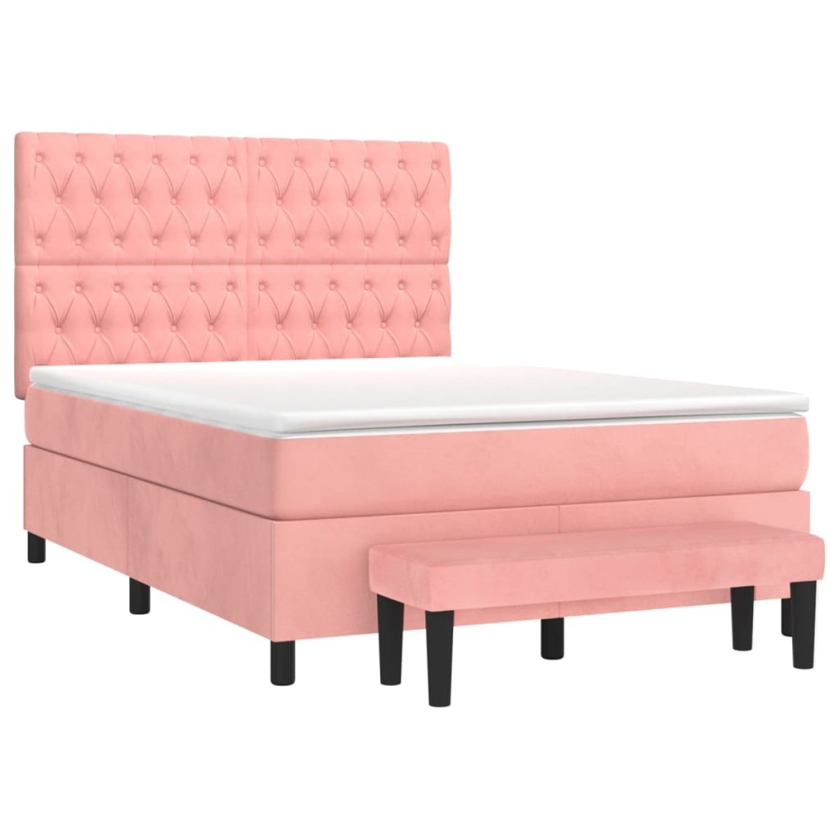 vidaXL Κρεβάτι Boxspring με Στρώμα Ροζ 140x200 εκ. Βελούδινο