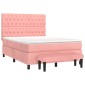 vidaXL Κρεβάτι Boxspring με Στρώμα Ροζ 140x200 εκ. Βελούδινο
