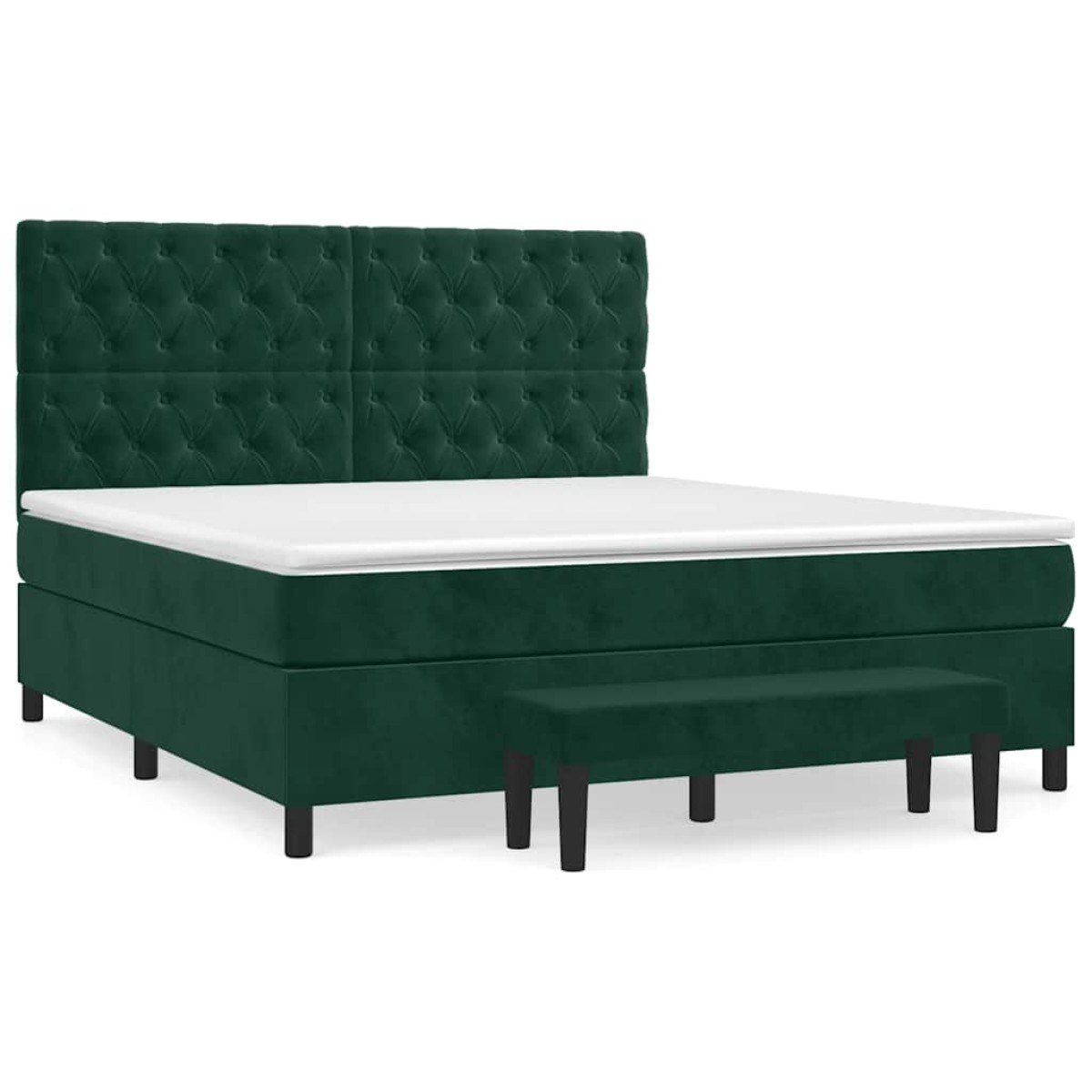 vidaXL Κρεβάτι Boxspring με Στρώμα Σκούρο Πράσινο 160x200εκ. Βελούδινο