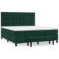 vidaXL Κρεβάτι Boxspring με Στρώμα Σκούρο Πράσινο 160x200εκ. Βελούδινο