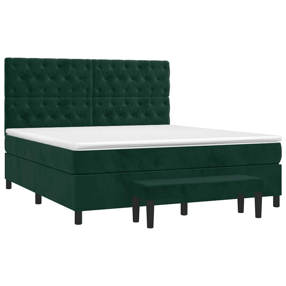 vidaXL Κρεβάτι Boxspring με Στρώμα Σκούρο Πράσινο 160x200εκ. Βελούδινο