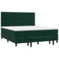 vidaXL Κρεβάτι Boxspring με Στρώμα Σκούρο Πράσινο 160x200εκ. Βελούδινο