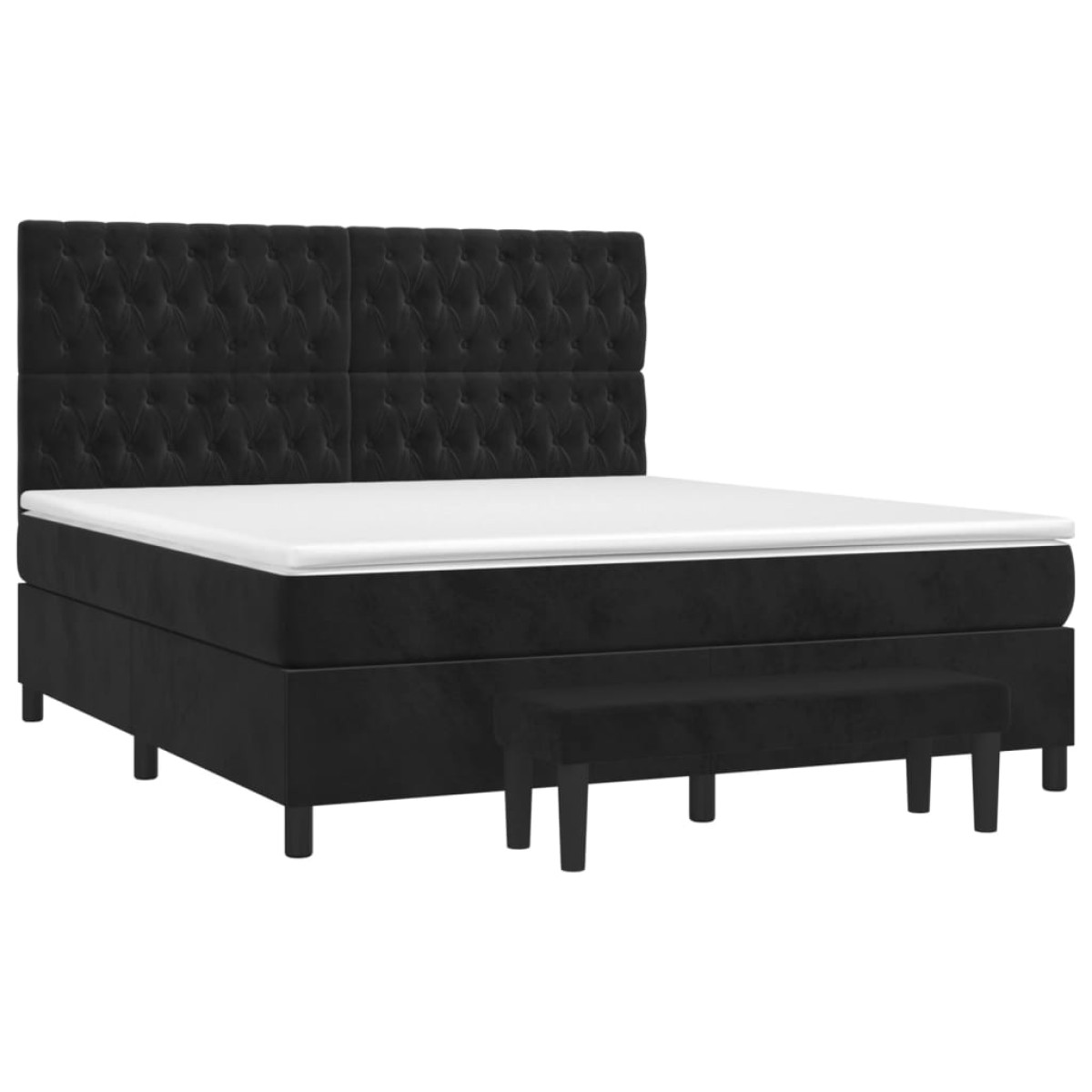 vidaXL Κρεβάτι Boxspring με Στρώμα Μαύρο 180x200 εκ. Βελούδινο