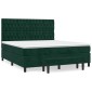 vidaXL Κρεβάτι Boxspring με Στρώμα Σκούρο Πράσινο 180x200εκ. Βελούδινο