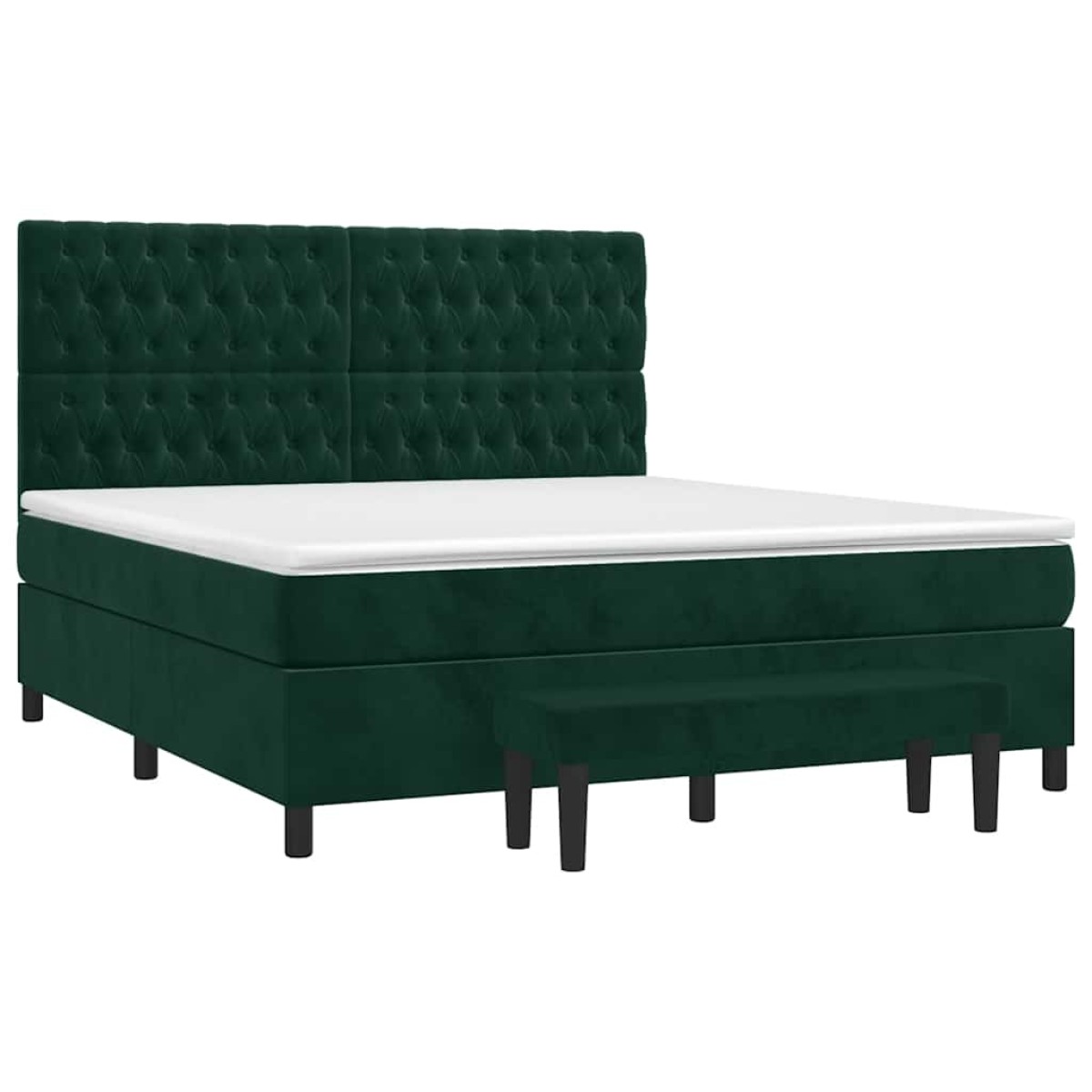 vidaXL Κρεβάτι Boxspring με Στρώμα Σκούρο Πράσινο 180x200εκ. Βελούδινο