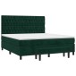 vidaXL Κρεβάτι Boxspring με Στρώμα Σκούρο Πράσινο 180x200εκ. Βελούδινο