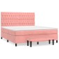 vidaXL Κρεβάτι Boxspring με Στρώμα Ροζ 180x200 εκ. Βελούδινο