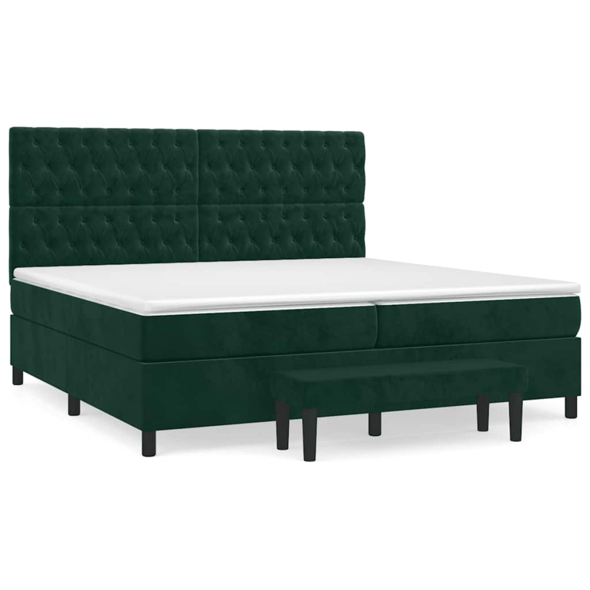 vidaXL Κρεβάτι Boxspring με Στρώμα Σκούρο Πράσινο 200x200εκ. Βελούδινο